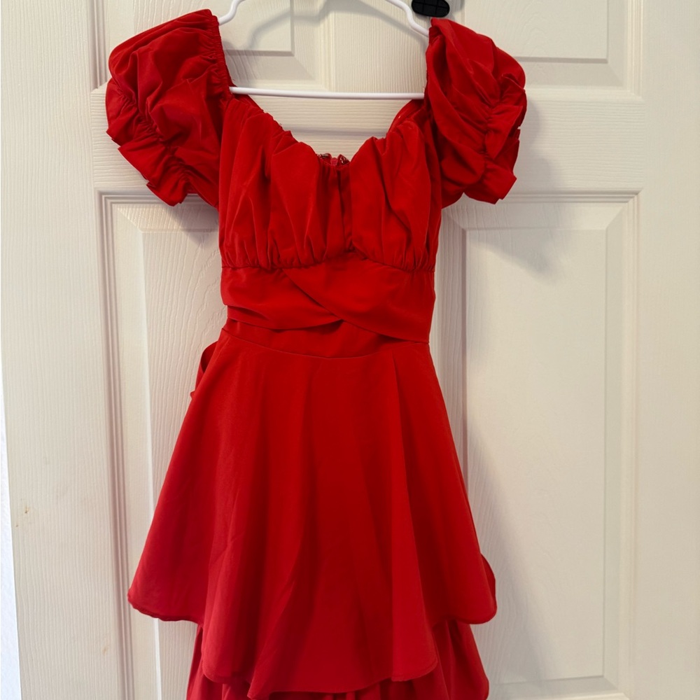 Red ruffle romper